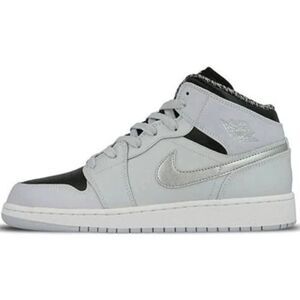 NIKE Air Jordan 1 Retro Mid "Platinum Metallic Silver" Sneakers Size 7Y/8.5